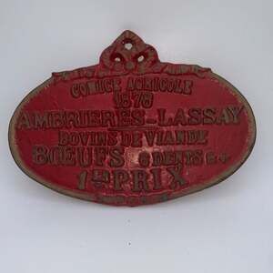 Vintage French Cast Iron Agricultural Plaque - Concours d'Animaux de Boucherie